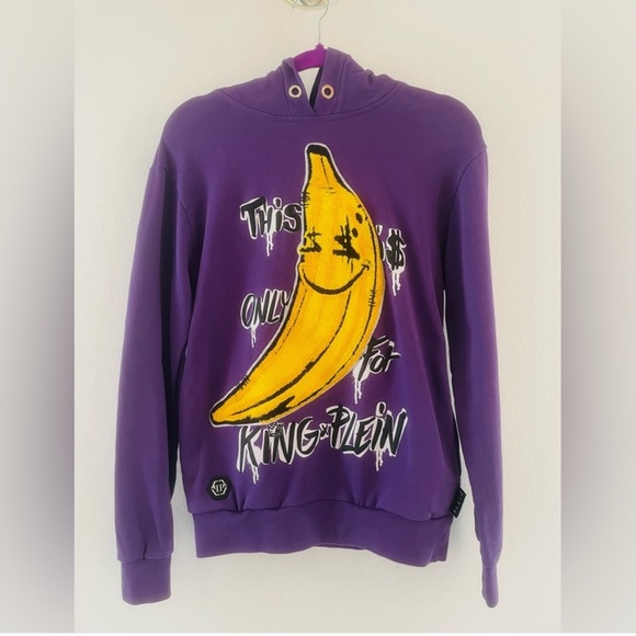Philipp Plein Purple Hoodie with Raised Banana Applique - Picture 7 of 9